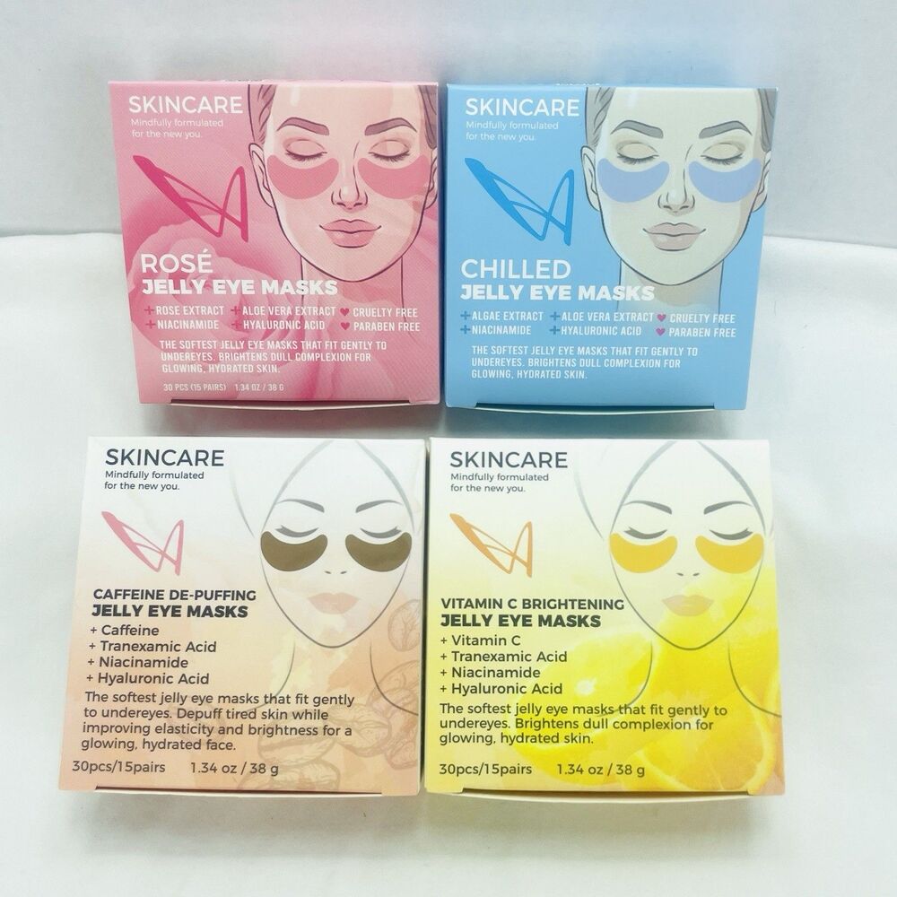 4 Pack LA Splash Jelly Eye Mask Rose / Chilled / Vitamin C / Caffeine De-Puffing